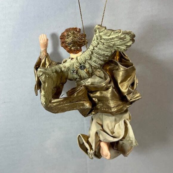 VTG Red Haired Guardian Angel Beige Gown Hanging Holiday Christmas Ornament 6" - Picture 3 of 11